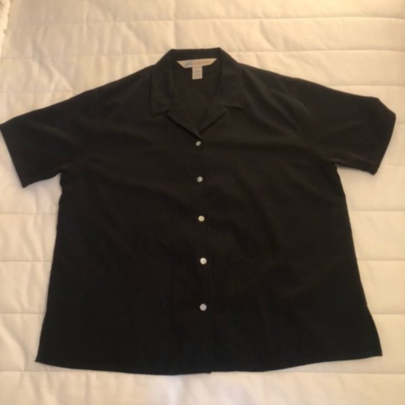 Travel Smith Black Collared Shortsleeve Buttondown - Picture 1 of 4